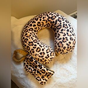 Leopard Print Neck Travel Pillow and Eye Mask Set